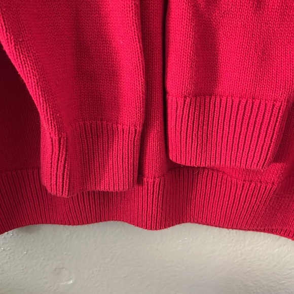 Vintage 90s Chaps Moose Nordic Sweater Men’s L Red 1/4 Zip Cotton Christmas - Picture 6 of 12